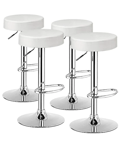 Costway Set of 4 Round Bar Stool Adjustable Swivel Pub Chair w/ Footrest