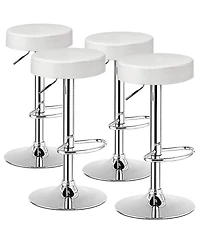 Costway Set of 4 Round Bar Stool Adjustable Swivel Pub Chair w/ Footrest