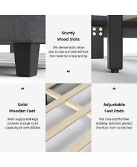 Gouun Full Upholstered Platform Bed Frame with Ottoman Storage and Tufted Headboard