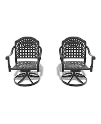 Clihome Patio Cast Aluminum Swivel Dining Chairs with Cushions, Set of 2