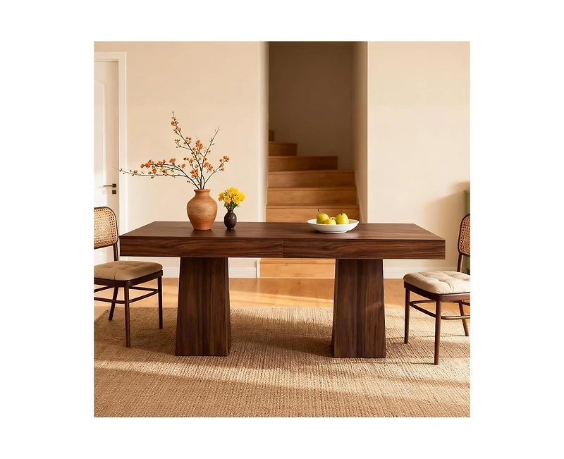 gaomon 4-Person Farmhouse Square Dining Table with Pedestal Base