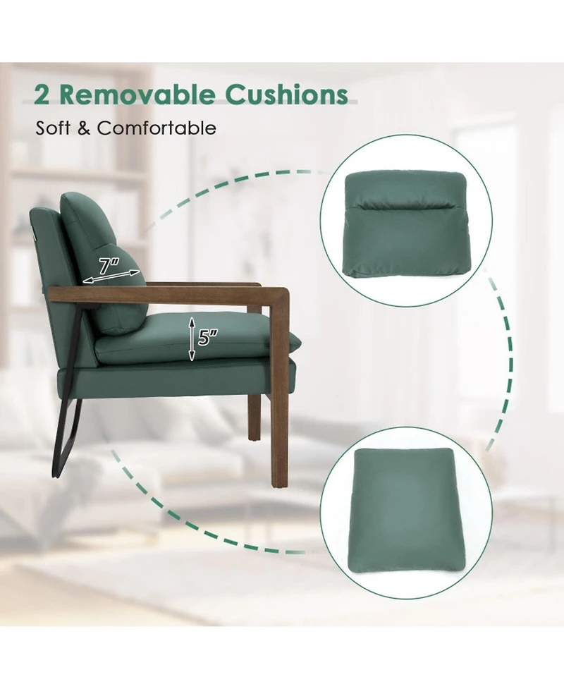 Gouun Extra-Thick Padded Single Accent Armchair with Rubber Wood Legs
