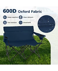 Sugift Double Camping Chair Two Person Folding Loveseat with Cup Holders