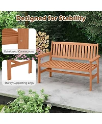 Sugift Two Person Patio Loveseat with Slatted Backrest and Armrests