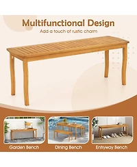 Sugift 48 in Acacia Wood Outdoor Patio Dining Bench