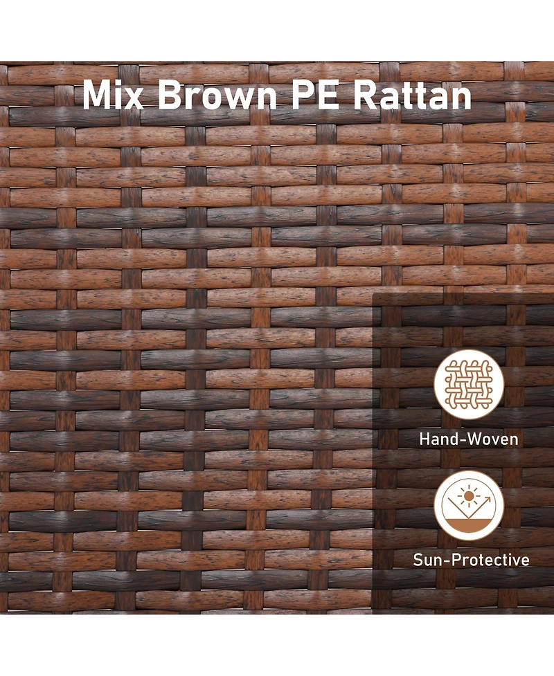 Sugift Pe Rattan Wicker Ottomans Set of Two with Removable Cushions