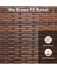 Sugift Pe Rattan Wicker Ottomans Set of Two with Removable Cushions