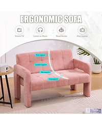 Rainsken 47 Inch Compact Loveseat Sofa, Chenille Fabric 2 Seater Couch with Deep Cushion and Dual Armrests, Upholstered Small Sofa for Living Room