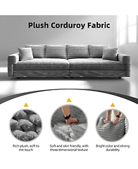 Rainsken 82.7" Corduroy 3-Seater Sofa, Convertible Deep Seat Lounge Couch, Modern Plush Upholstered Sofa with Soft Pillows for Living Room Decor