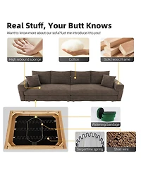 Rainsken 82.7'' Modern 3-Seat Corduroy Sofa, Convertible Deep Seat Lounge Chair, Cozy Upholstered Couch with Soft Pillows for Home Living Room