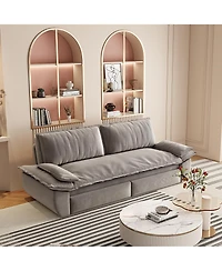 Rainsken 3-in-1 Multi-Functional Velvet Sleeper Loveseat, 73.2 Inch Queen Pull Out Sofa Bed Featuring Plush Soft Armrests for Living Room Use