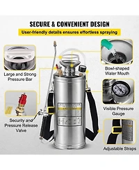 Sugift 2Gal Stainless Steel Sprayer, 20" Wand, Adjustable Nozzle for Gardening