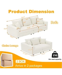 Rainsken 82.7" Corduroy 3-Seat Sofa, Convertible Deep Seat Couch Lounge Chair, Modern Comfy Upholstered Sofa with Soft Pillows for Living Room