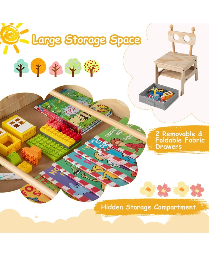 Gouun Robot-Shaped Kids Table and Chairs with Reversible Whiteboard for Ages 3