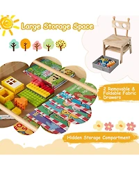 Gouun Robot-Shaped Kids Table and Chairs with Reversible Whiteboard for Ages 3