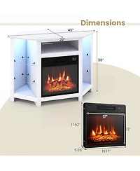 Gouun Corner Electric Fireplace Tv Stand with Led Lights and Smart App Control
