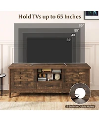 Gouun 59 in Farmhouse Tv Stand with Woven Accent Doors and Adjustable Shelves