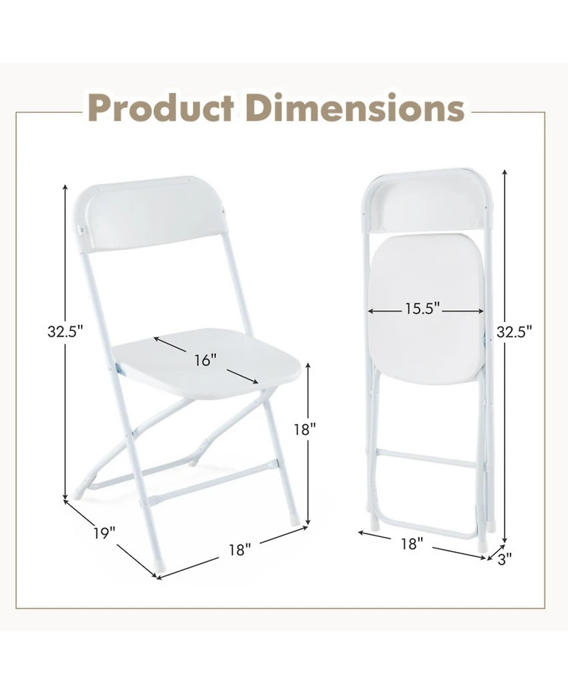 Gouun 770 lbs Capacity 4-Pack Metal Folding Chairs with Pp Seat and Back