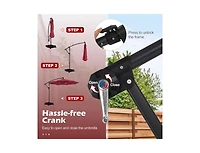 Slickblue Outdoor Cantilever Patio Umbrella with Solar Led Lights, Hanging Design