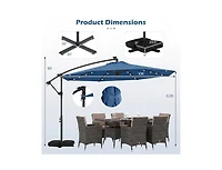 Slickblue Outdoor Cantilever Patio Umbrella with Solar Led Lights, Hanging Design