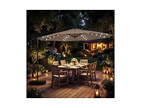 Slickblue Outdoor Cantilever Patio Umbrella with Solar Led Lights, Hanging Design