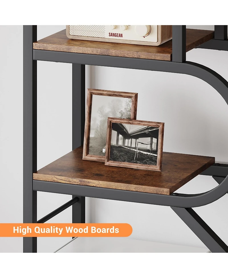 gaomon 6-Tier Modern Tall Bookcase with Arched Design, 82" Geometric Open Display Rack with Open Storage Shelf