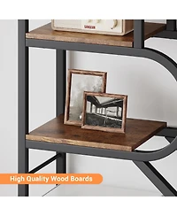 gaomon 6-Tier Modern Tall Bookcase with Arched Design, 82" Geometric Open Display Rack with Open Storage Shelf