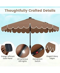 Sugift 9.3 ft Solar Patio Umbrella with Led Lights and Vented Top