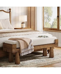 Tribesigns 47.24'' Entryway Bench, End of Bed Bench with Berber Fleece Cushion, Wooden Shoe Bench