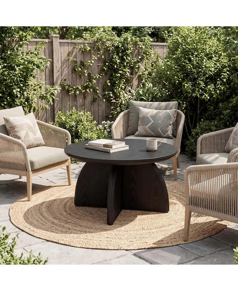 Tribesigns 31.5'' Round Coffee Table, Modern Circle Center Living Room Table, Black Low Cocktail Table