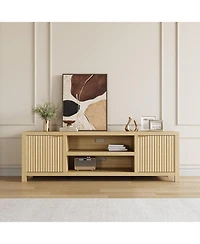 gaomon Fluted Tv Stand for 75plus Inch, Modern Entertainment Center with 2-Tier Storage & Adjustable Shelves, Media Console Cabinet