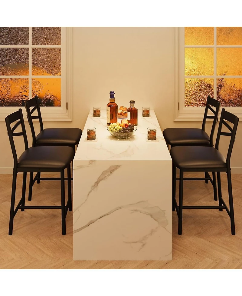 gaomon Upholstered Dining Chairs Set of 8 with Back, Bar Stools Set of 6, Thick Cushion, Counter Height Barstools for Kitchen