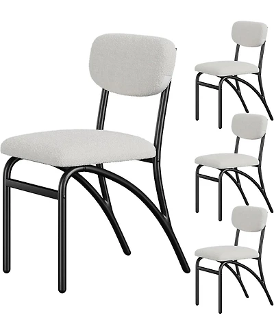 gaomon Set of 4 Dining Chairs, Boucle Upholstered, Modern Metal Legs, Lambswool Fabric Seats, for Kitchen, Dining Room
