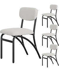 gaomon Set of 4 Dining Chairs, Boucle Upholstered, Modern Metal Legs, Lambswool Fabric Seats, for Kitchen, Dining Room