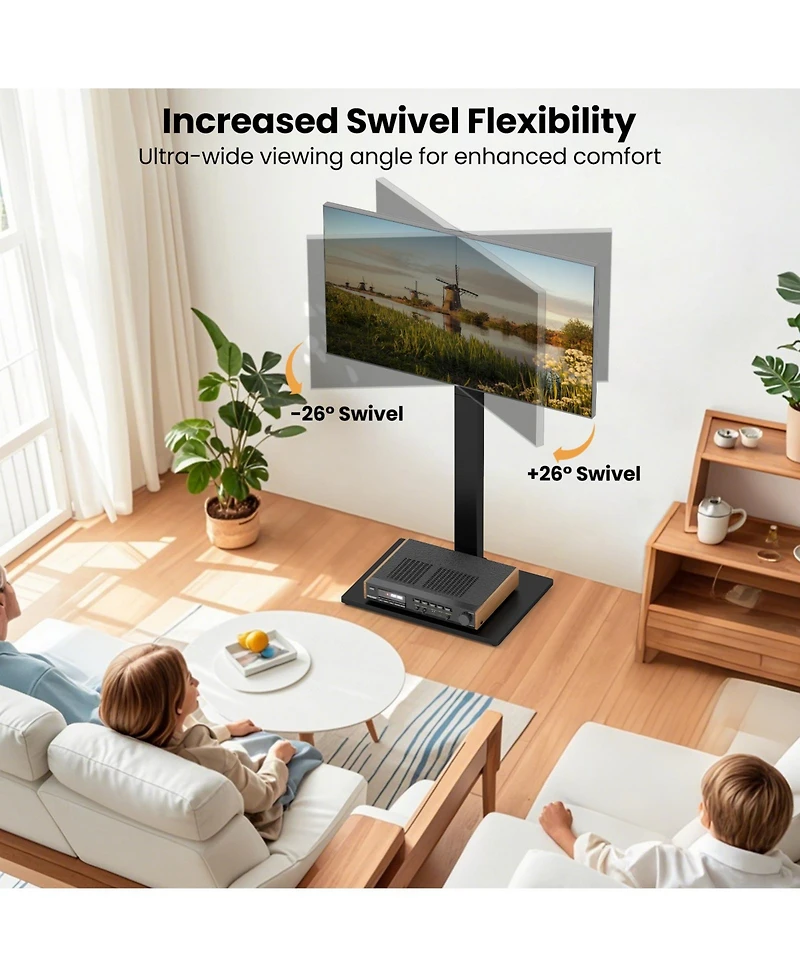Gouun Height-Adjustable Floor Tv Stand with Swivel Mount for 32-70 Inch TVs