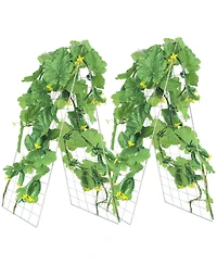 Sugift Cucumber Trellis, 35" x 55", Foldable with Plant Clips, Metal Garden Support