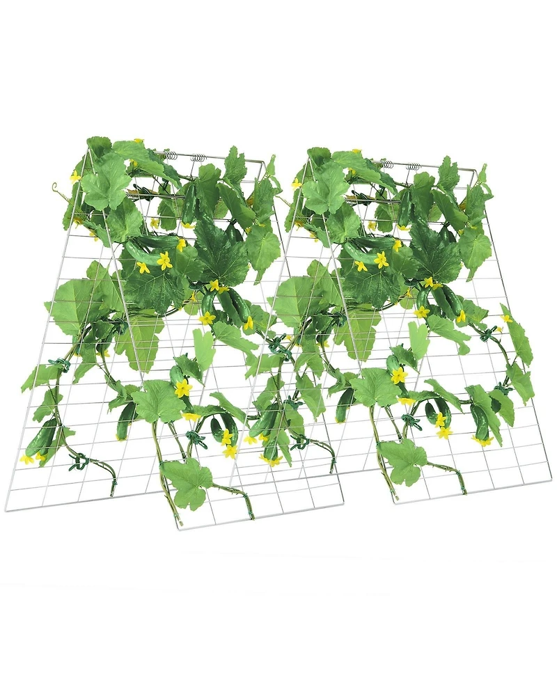 Sugift Cucumber Trellis, 35" x 55", Foldable with Plant Clips, Metal Garden Support