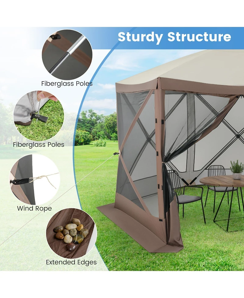 Sugift Pop Up Gazebo Screen House Tent with Mesh Netting Walls