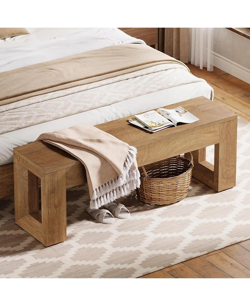 Tribesigns 47" Entryway Bench, Farmhouse Long Bench Seat for Dining Room, Living Room, Entryway, Hallway