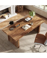Tribesigns Solid Wood Executive Desk, 63" Farmhouse Office Computer Desk,Work Writing Table