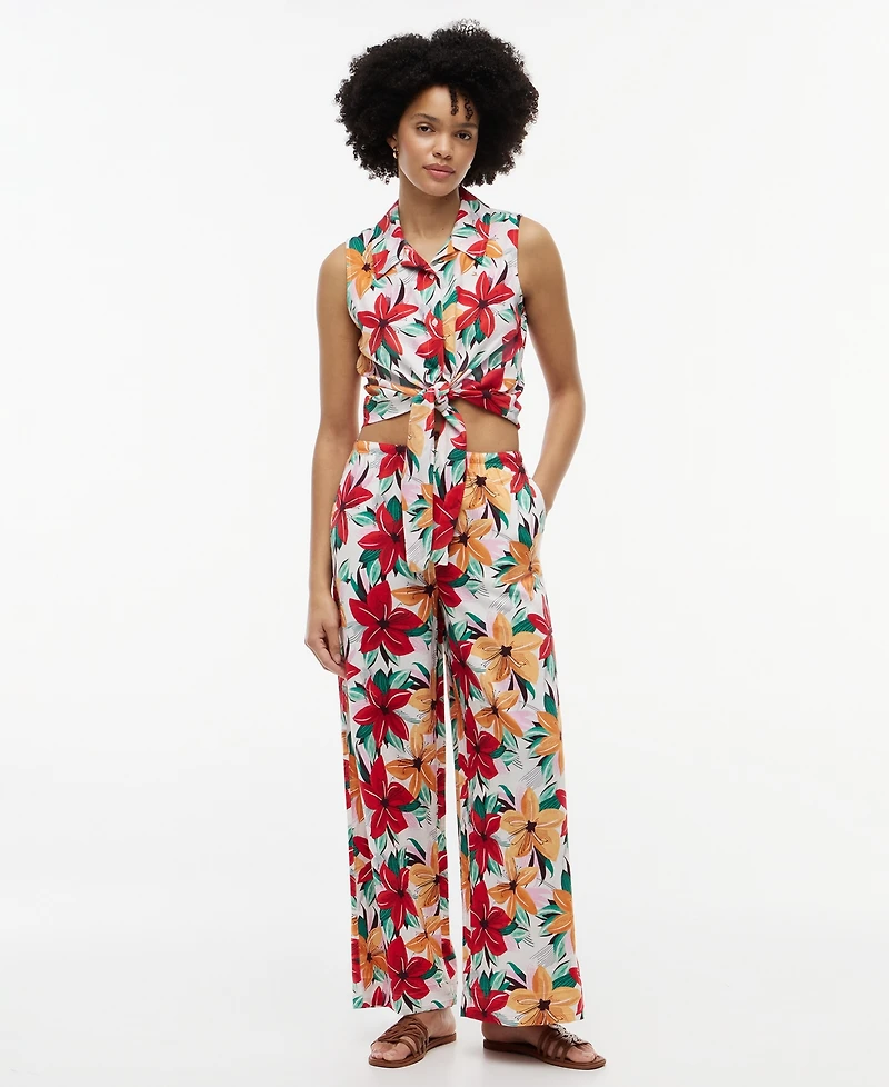 Tommy Hilfiger Women's Printed Linen-Blend Pants