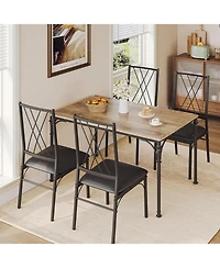 gaomon 5-Piece Rustic Dining Set for 4, Compact Kitchen Table and Upholstered Chairs for Small Spaces, Apartment and Studio