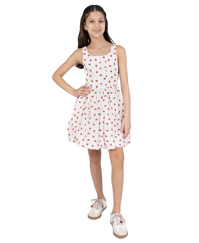 Rare Editions Girls' 7-16 Strawberry-Print Sleeveless Dress