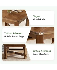 Tribesigns Solid Wood Square Coffee Table, 31.5" Farmhouse Accent Center Table with Sturdy Cross-braced Legs, Mid-Century Modern Tea Cocktail Tables