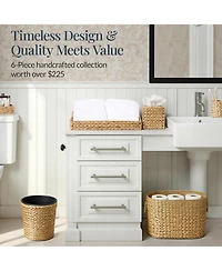 Best Choice Products 6-Pc Water Hyacinth Bathroom Storage Set, Includes Trays, Trash Bin, Toilet Paper Storage, Tissue Box Cover, Garbage Can