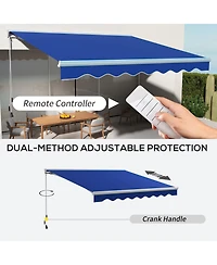 Outsunny 16.5' x 10' Electric Retractable Awning w/ Led Lights, Blue