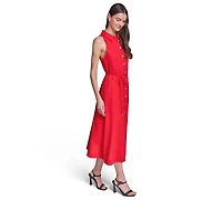 Karl Lagerfeld Paris Women's Collared with Rope Belt Shirtdress