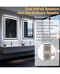 Luvodi 20" x 28" Led Bathroom Mirror with Built-In Speaker, Anti-Fog and Dimmable Backlit Lighting
