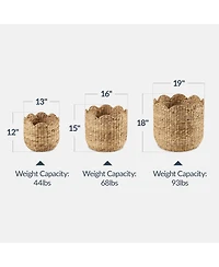 Best Choice Products Scalloped 3PC Water Hyacinth Nesting Baskets