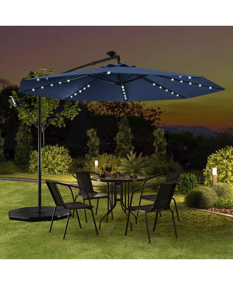 Slickblue Solar-Powered Offset Hanging Umbrella with 40 Led Lights for Patio
